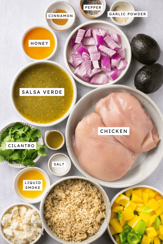 Ingredients for salsa verde chicken.