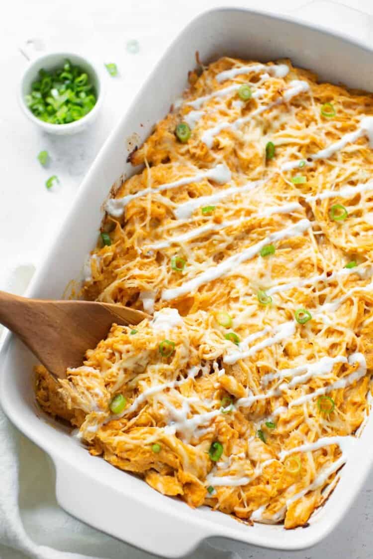 The BEST Healthy Buffalo Chicken Spaghetti Squash Casserole | Lauren ...