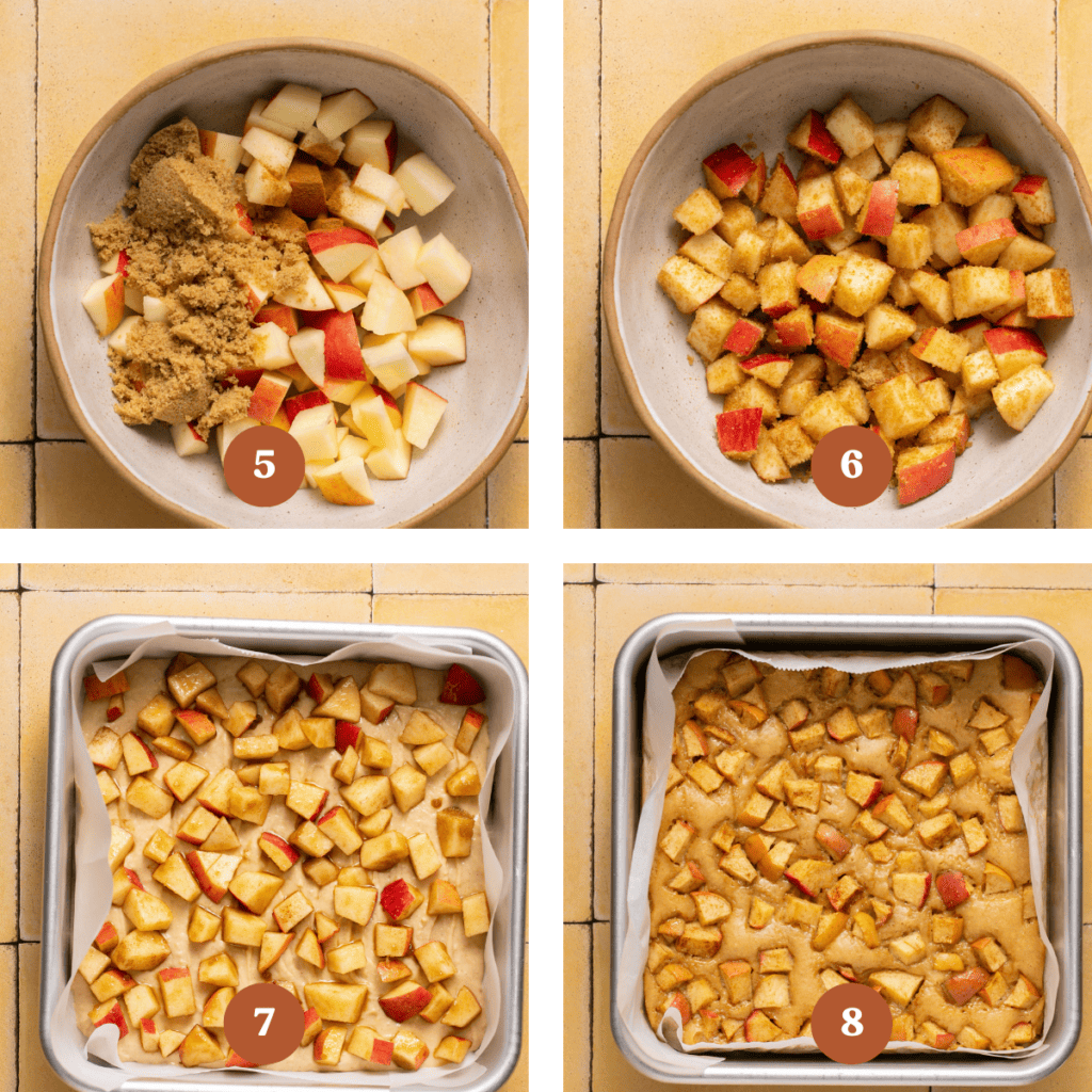 How to make apple blondies (process steps).