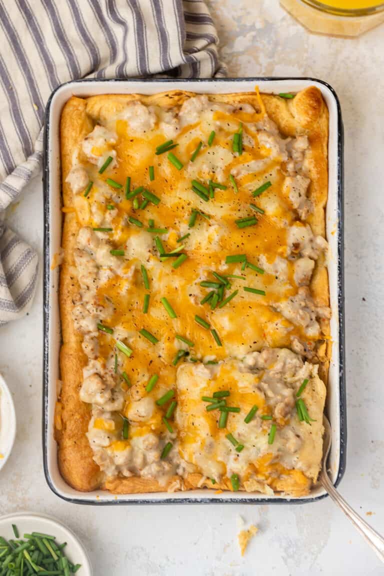 Healthy Sausage Gravy Breakfast Casserole | Lauren Fit Foodie