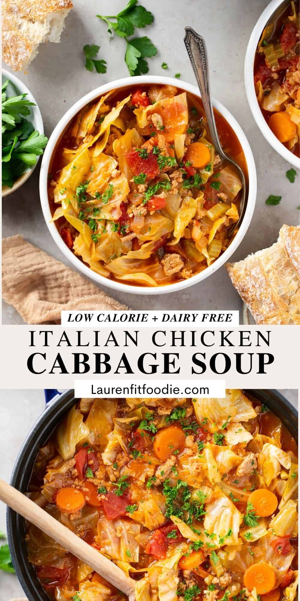 Italian Chicken Cabbage Soup (Dairy Free, Low Calorie) | Lauren Fit Foodie
