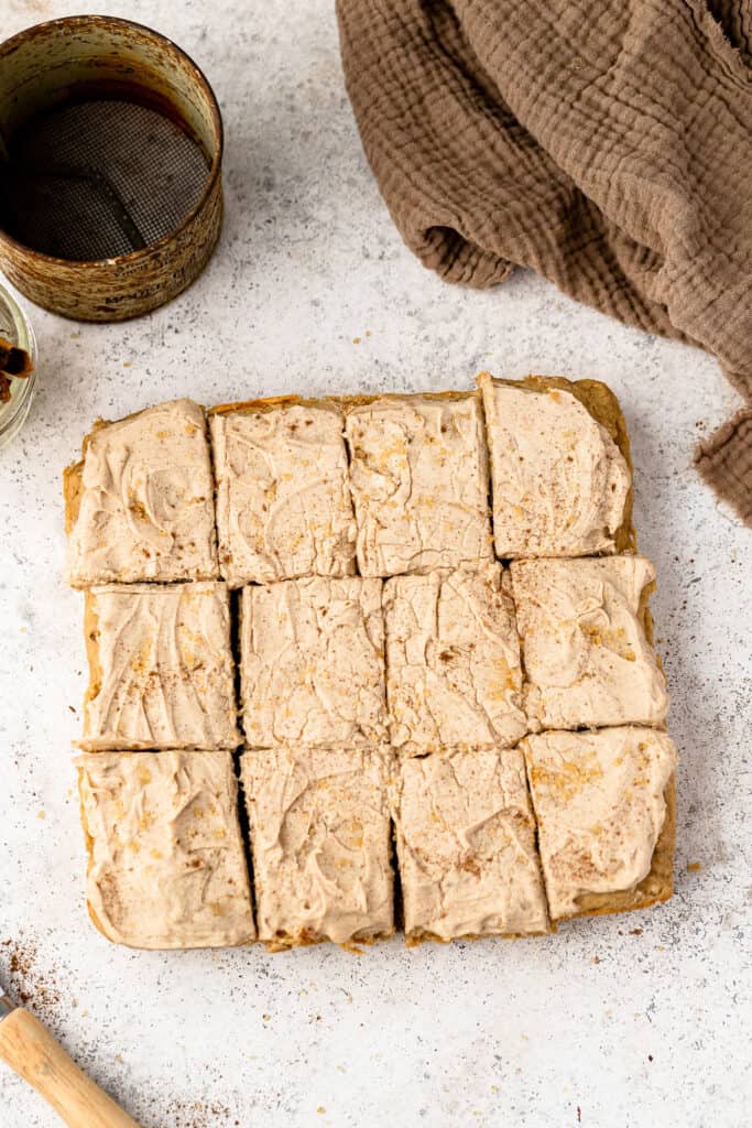 Banana Blondies with Cinnamon Brown Butter Frosting.