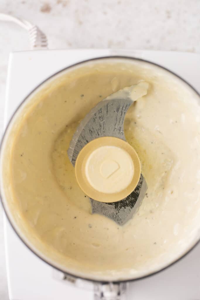 homemade low calorie caesar dressing after being blended 