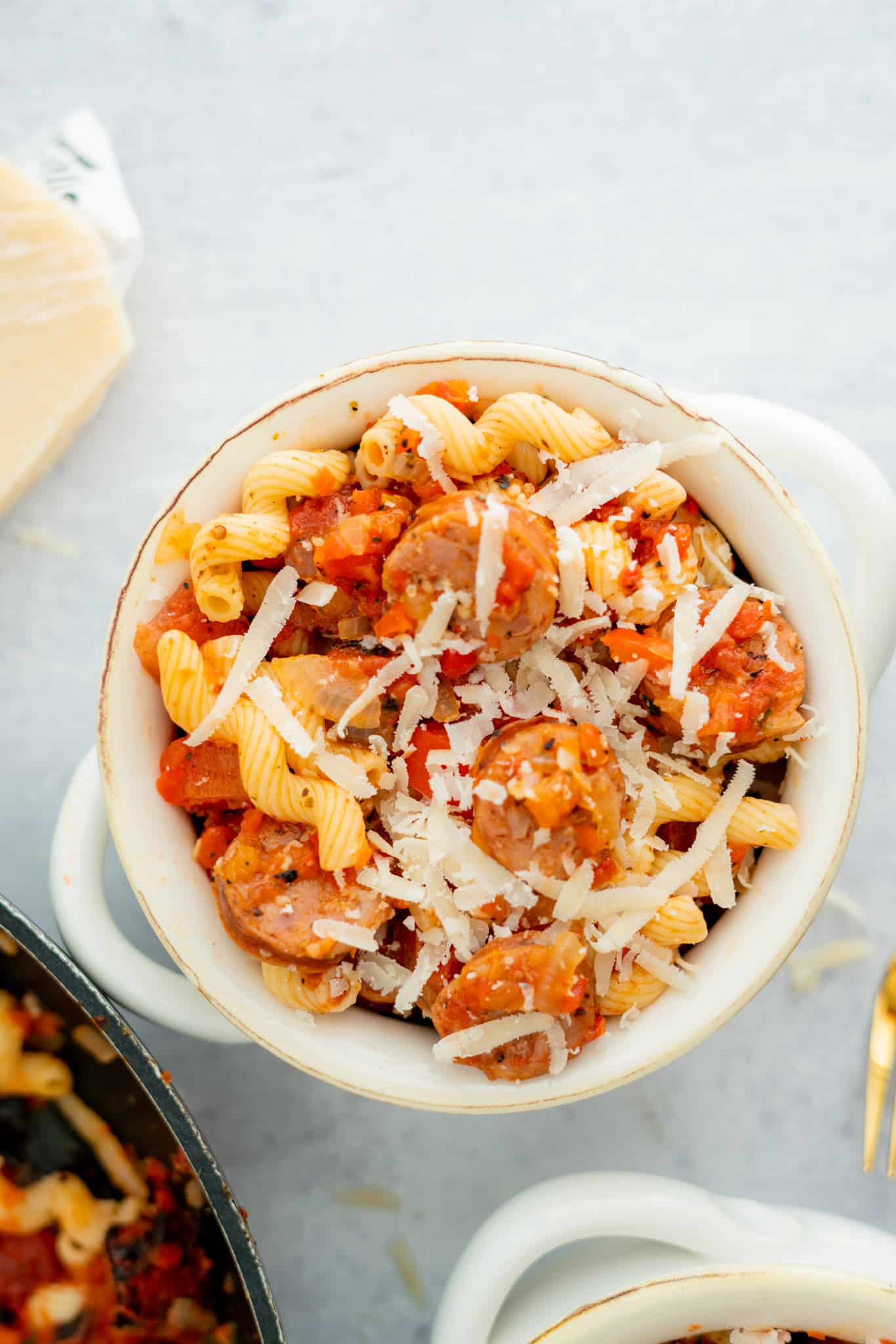 Roasted Red Pepper Pasta with Chicken Sausage (One Skillet + 30 minutes!)