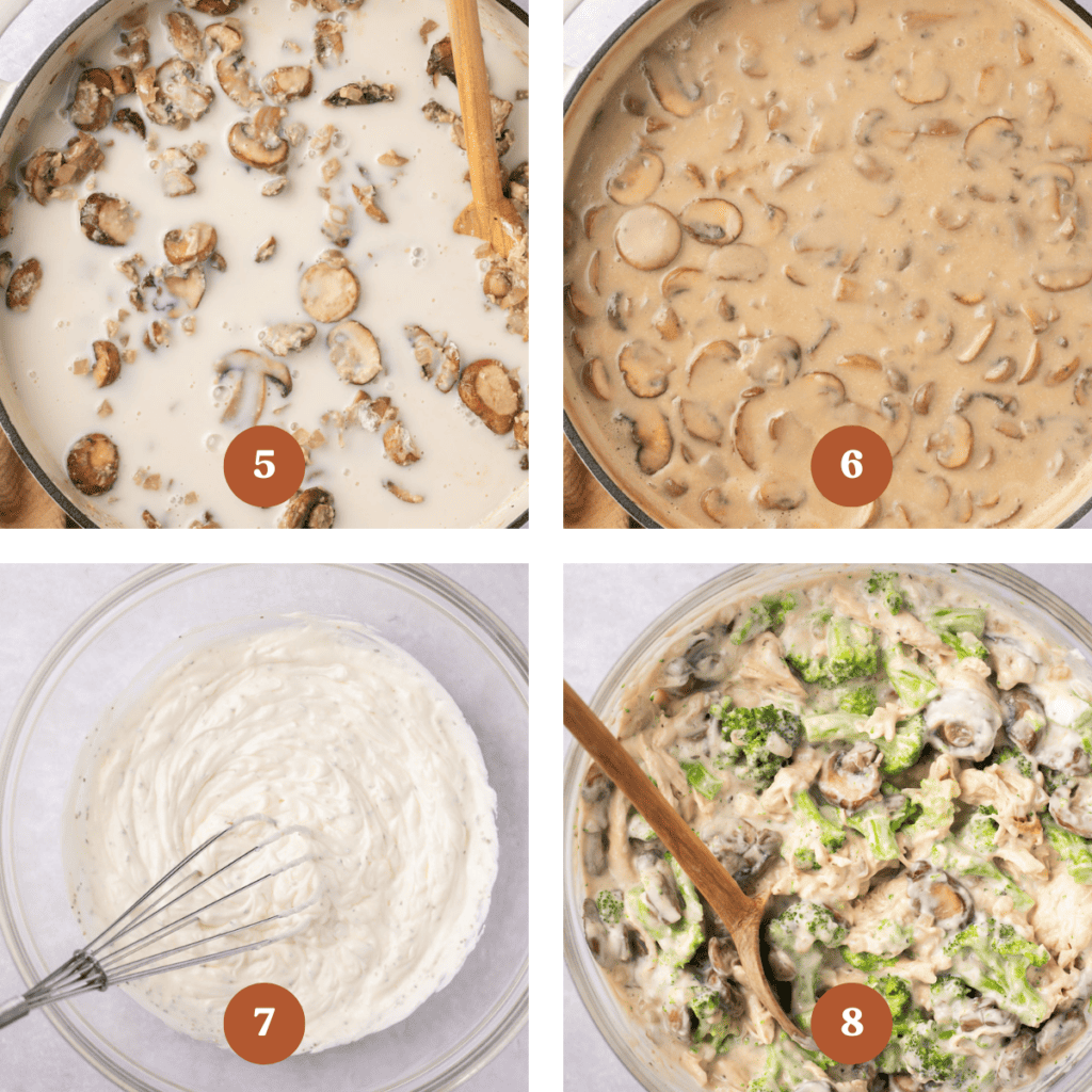 How to make chicken broccoli casserole (process steps).