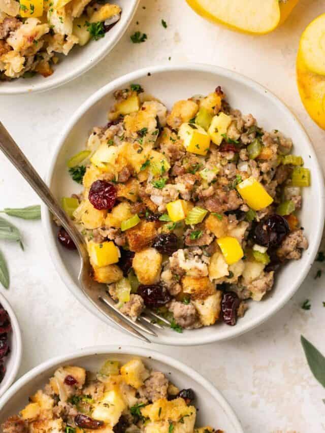 The Best Sausage and Sage Stuffing with Apples and Cranberries