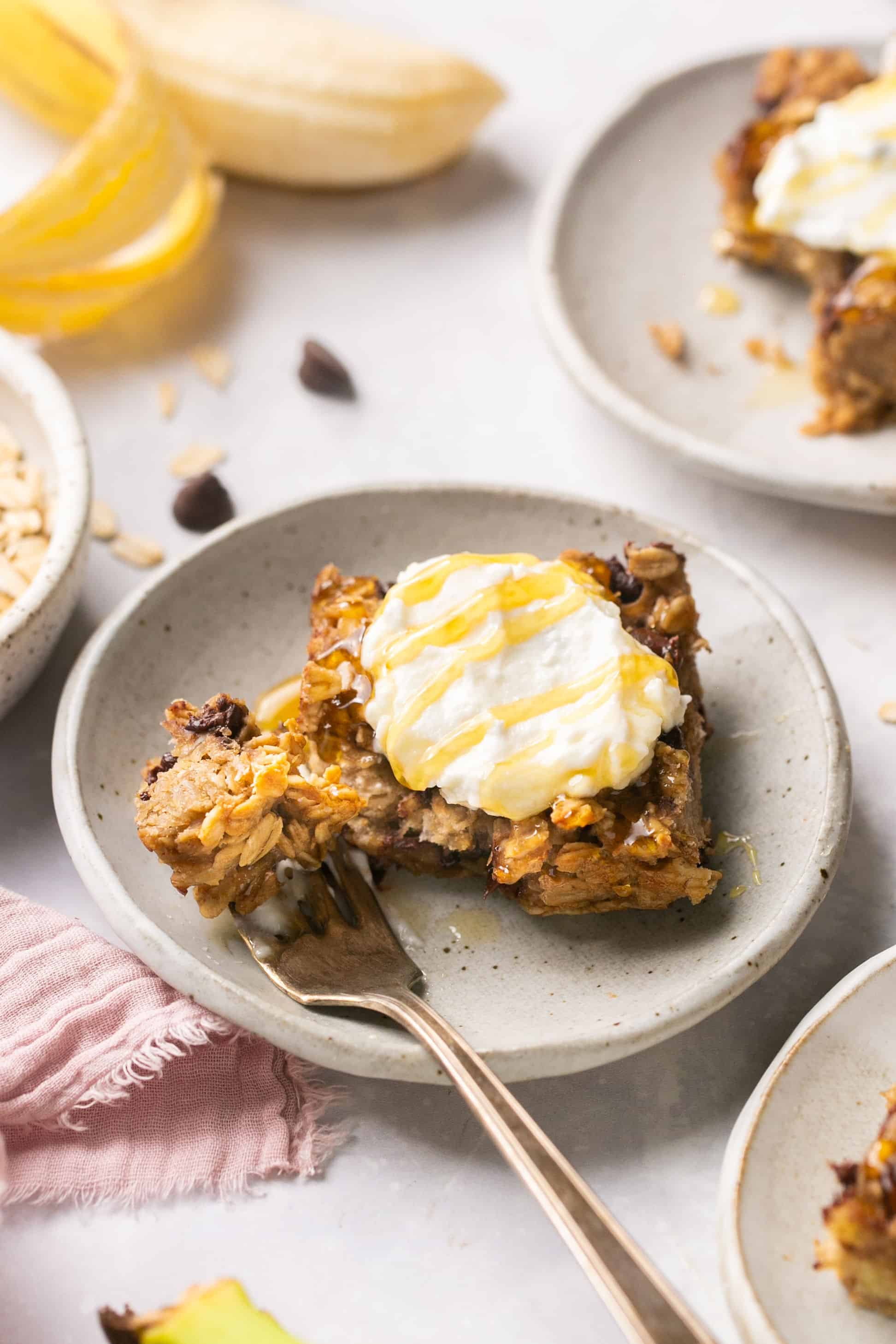 The Best Gooey Chunky Peanut Butter Banana Oatmeal Bars | Lauren Fit Foodie