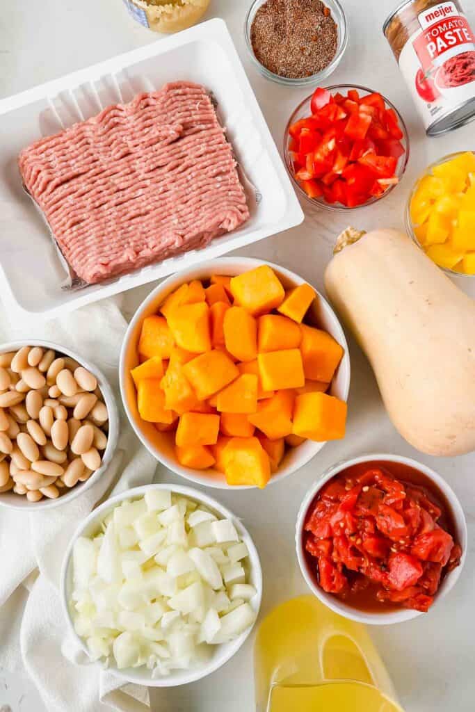 ingredients for butternut squash chili recipe