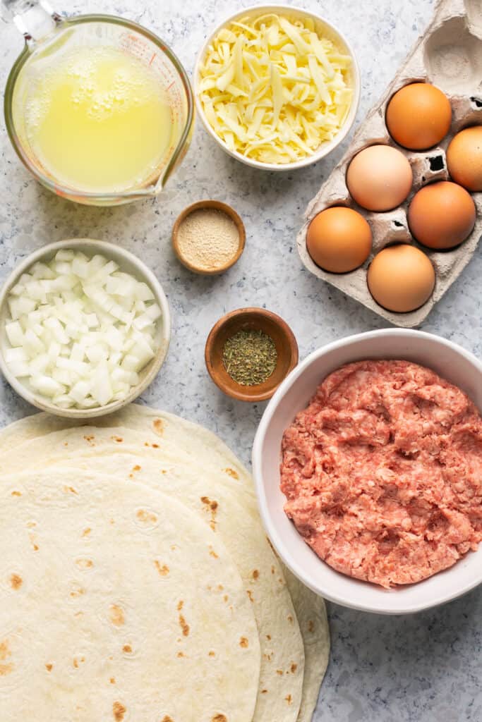 Ingredients for healthy breakfast burritos