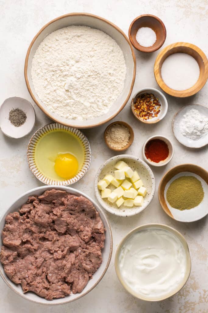 Ingredients for healthy sausage biscuits.