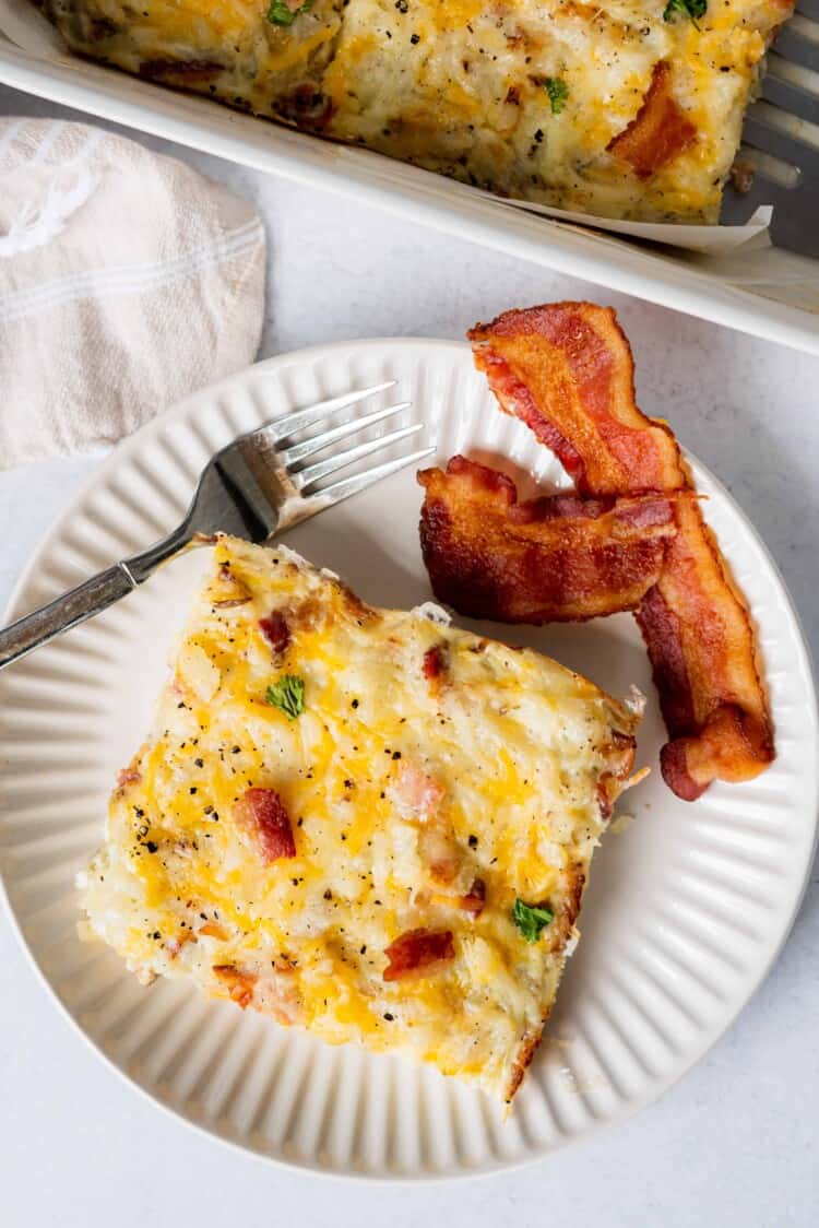 Macro-friendly Cheesy Bacon Ranch Hashbrown Casserole | Lauren Fit Foodie