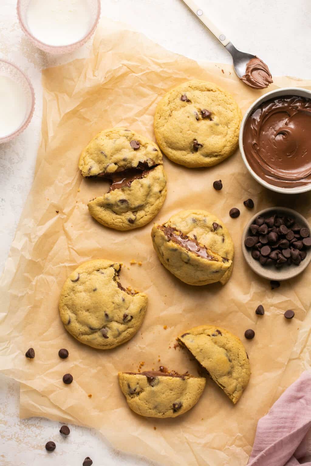 The Best Giant Nutella Stuffed Chocolate Chip Cookies | Lauren Fit Foodie