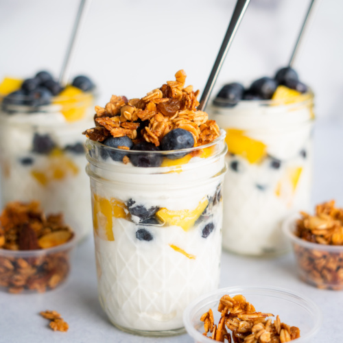 Yogurt with Fruit and Homemade Granola Breakfast Meal Prep - Carmy