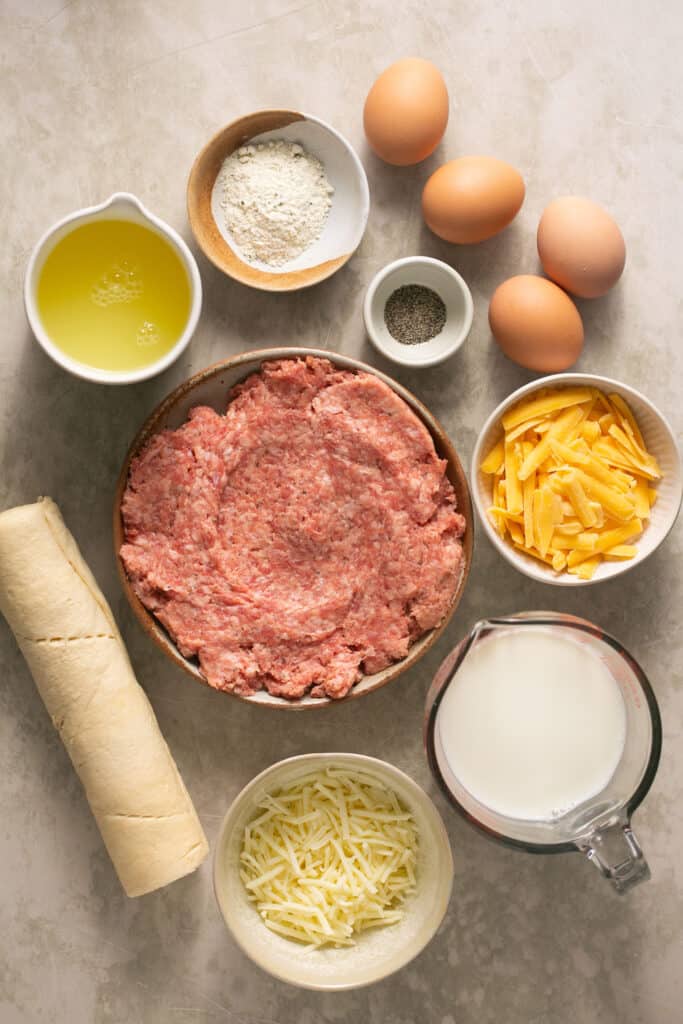 Ingredients for Crescent Roll Breakfast Casserole 