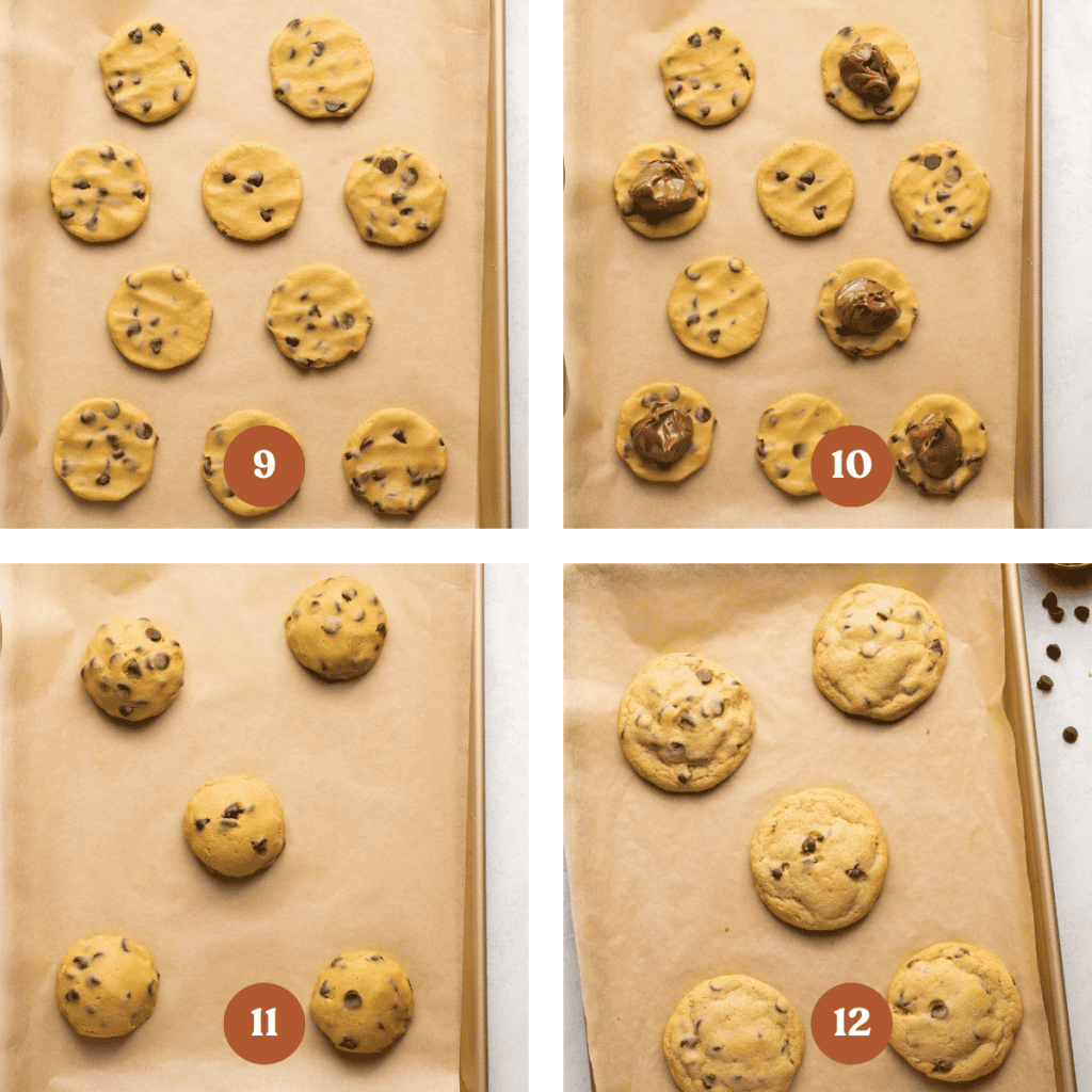 How to make nutella stuffed chocolate chip cookies (proces steps).