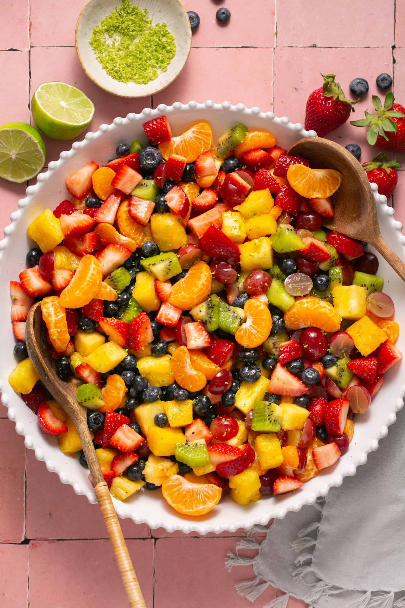 Cherry Berry Fruit Salad With Honey Lime Dressing