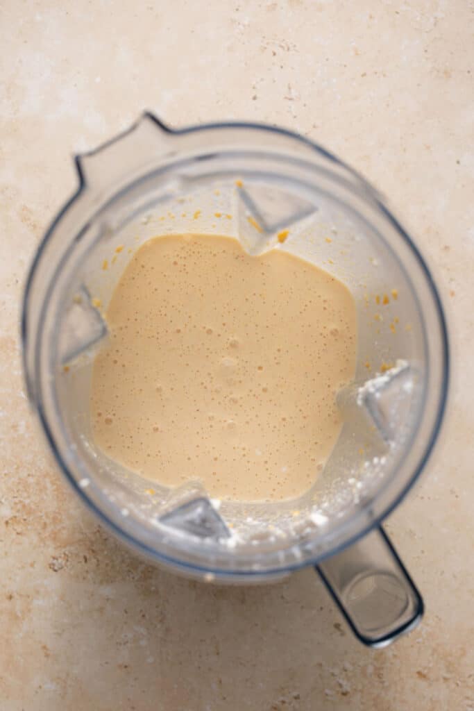 Cheese sauce in a blender.