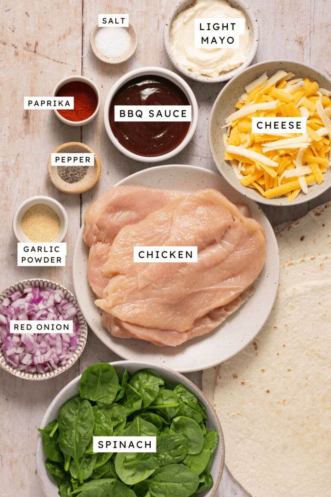 Labeled ingredients for Air fryer bbq chicken (healthy, juicy 20 minutes!).