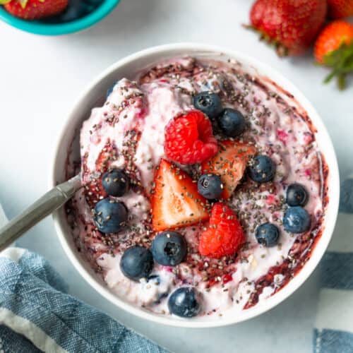 Mixed Berry Overnight Oat and Yogurt Parfaits - Sweet Savory and Steph