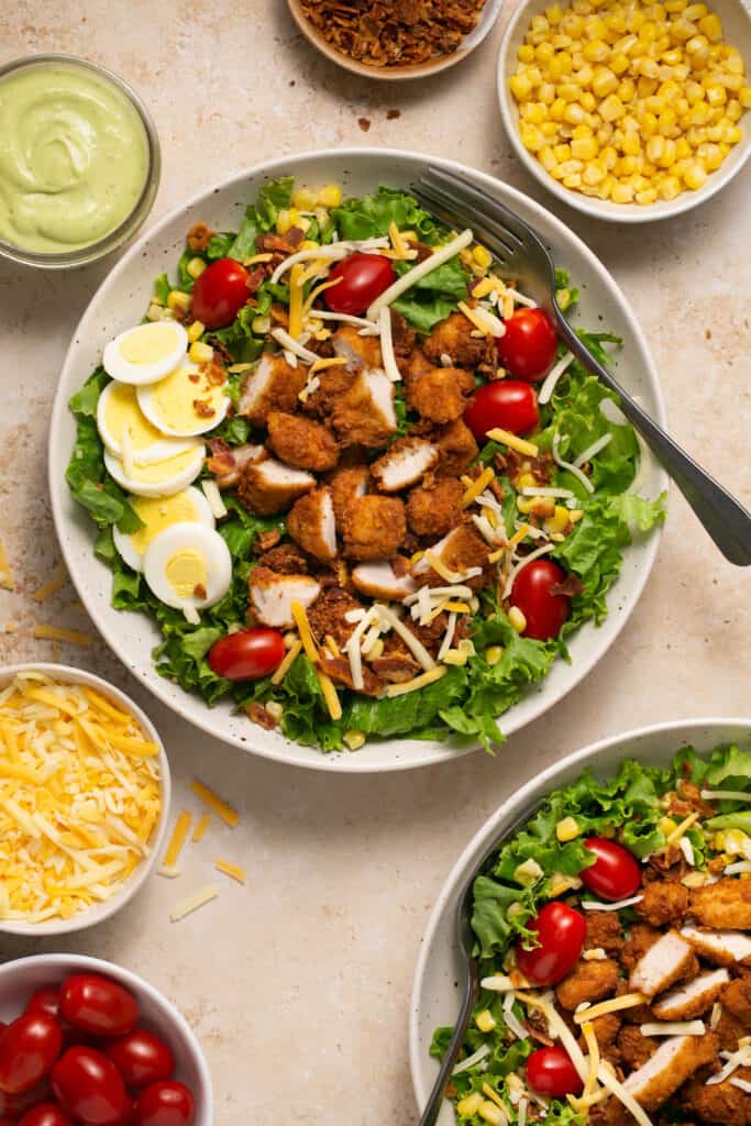 Chick-fil-a cobb salad recipe in a bowl with a fork.