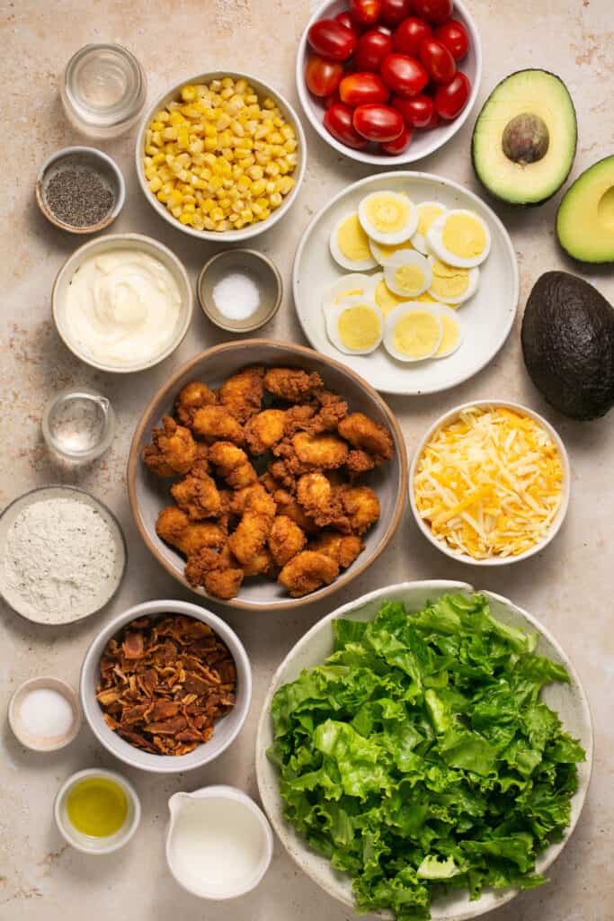 Ingredients for Chick-fil-a cobb salad recipe.