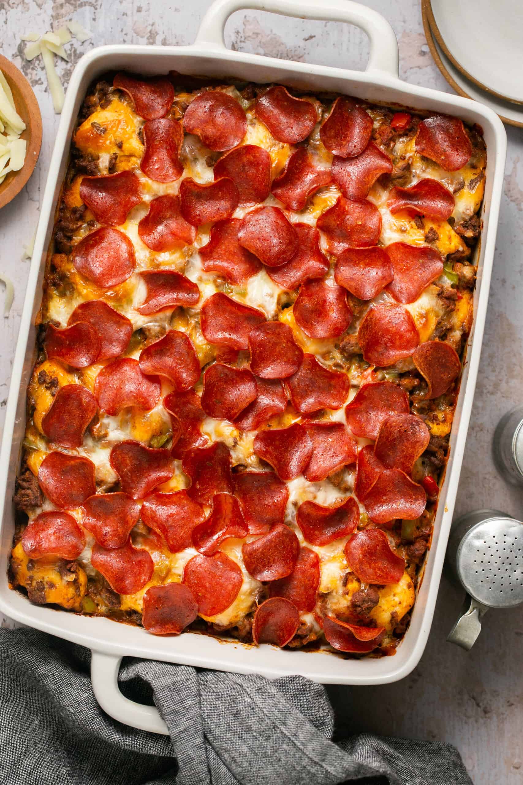 Bubble Up Pizza Casserole with Biscuits (Kid-Friendly!)