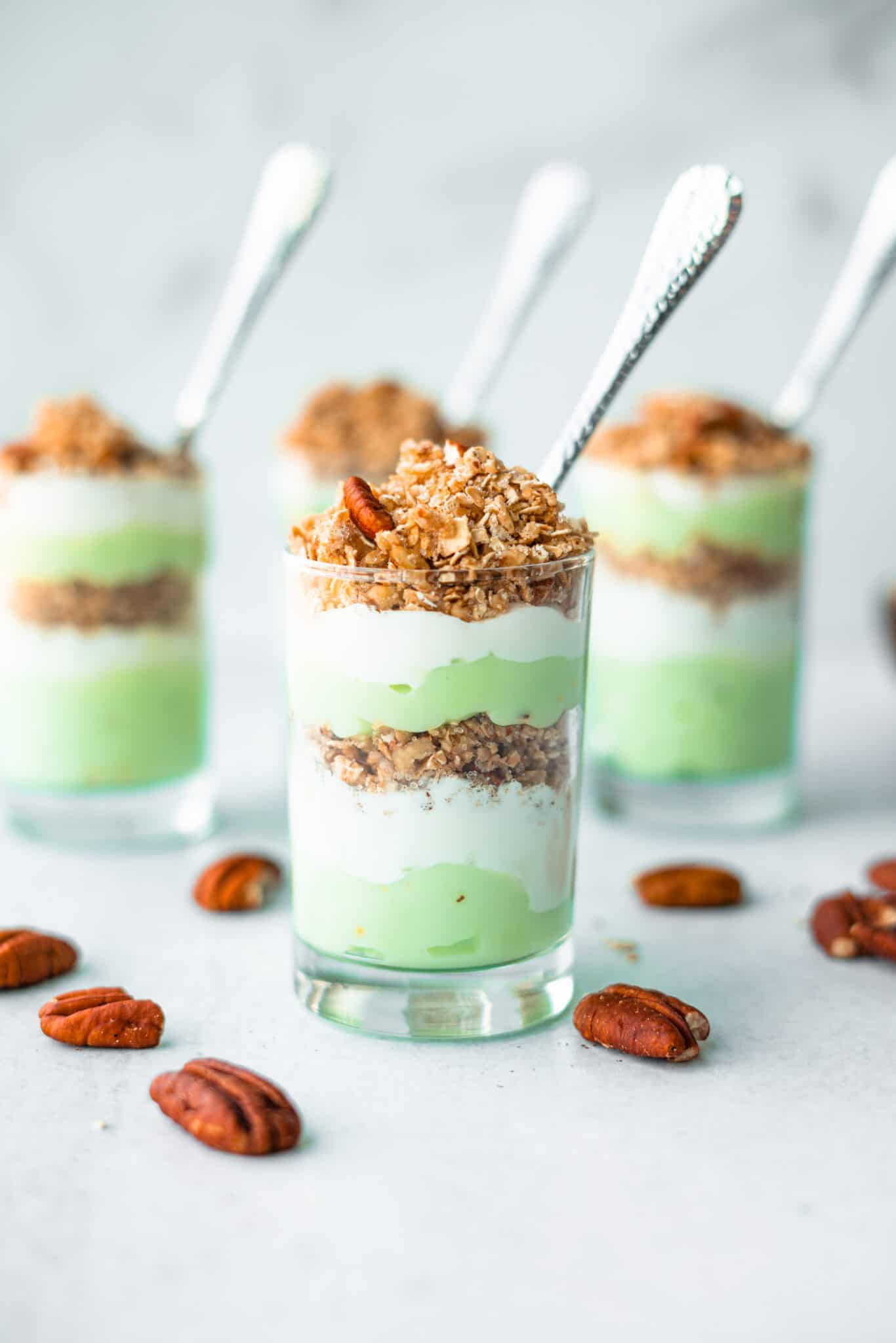 Pistachio Pudding Dessert Parfaits with Pecan Crumble Lauren Fit Foodie