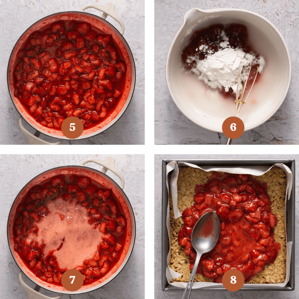 How to make the strawberry layer (process steps).