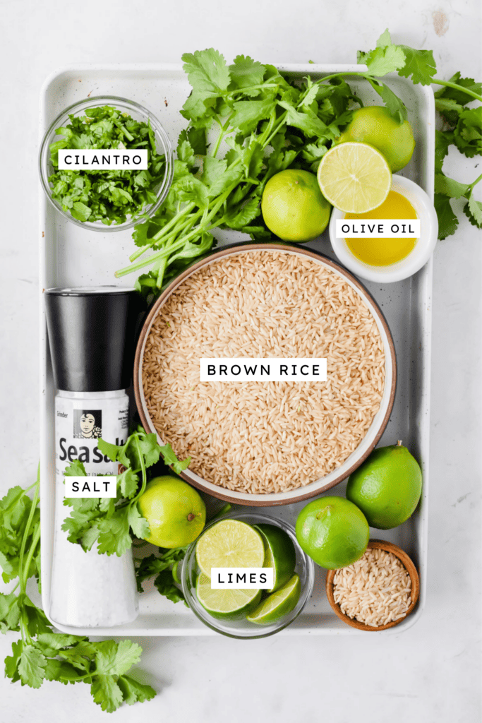 Ingredients for cilantro brown rice.
