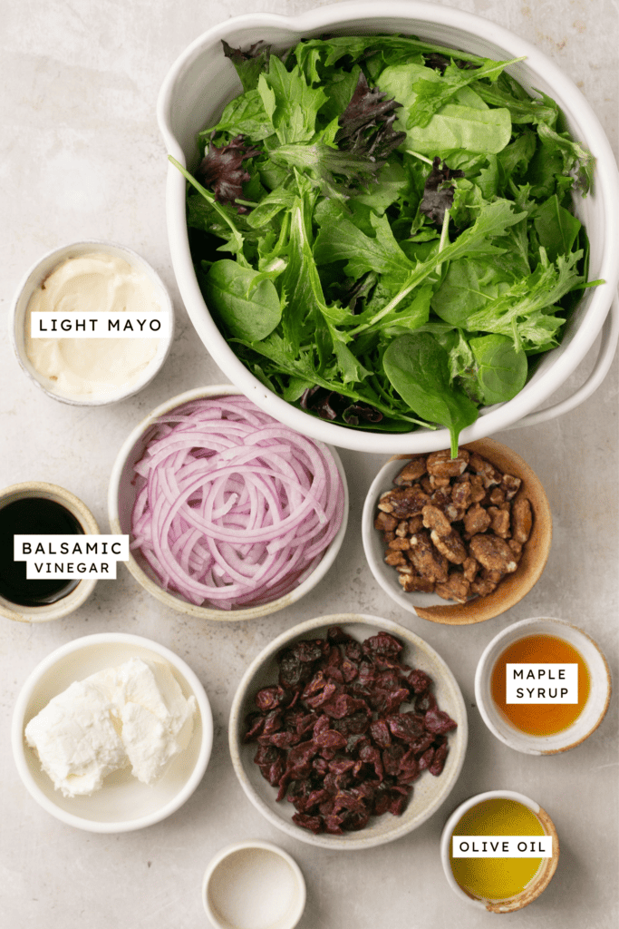 Ingredients for creamy balsamic dressing.