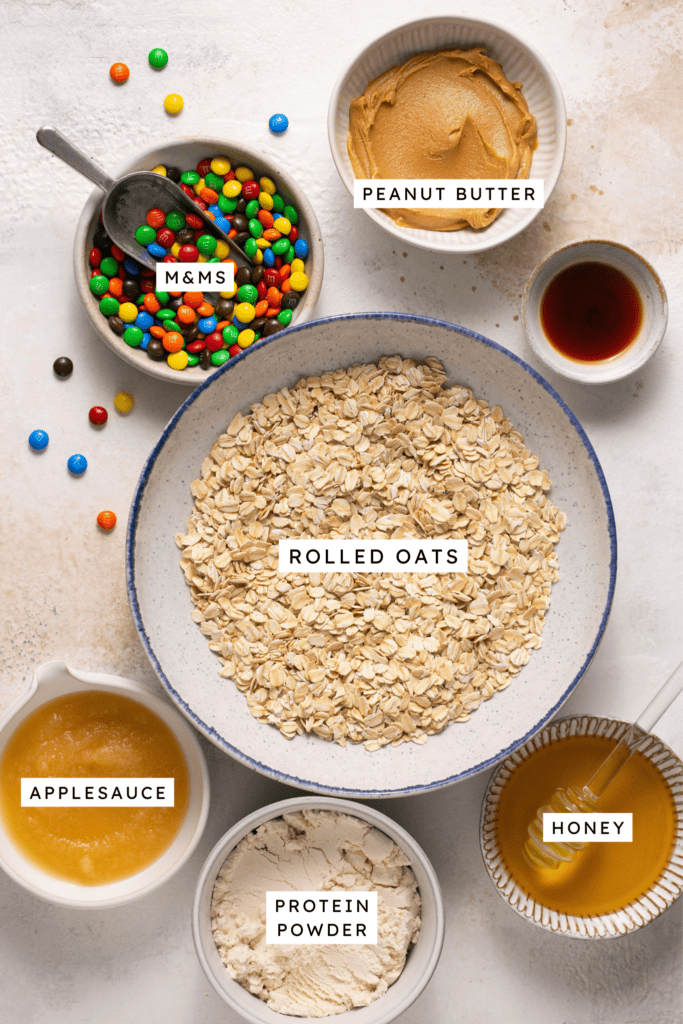 Ingredients for monster cookie protein balls.