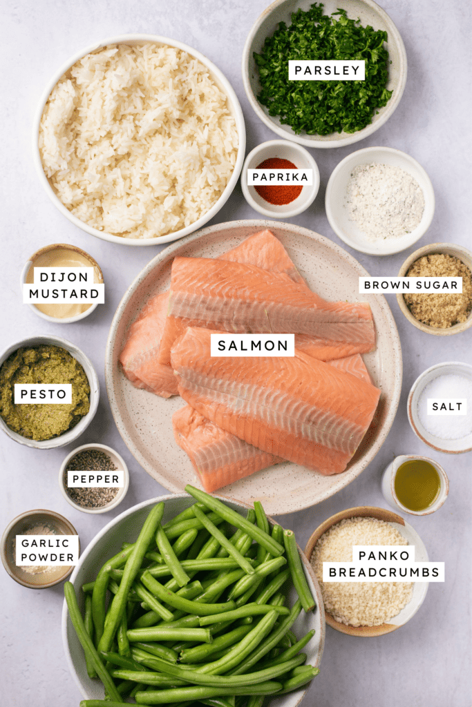Ingredients for pesto salmon.