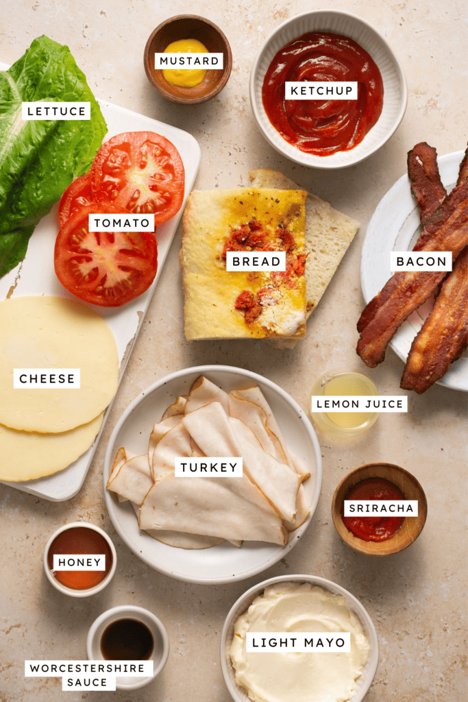 Ingredients for Panera bacon turkey bravo copycat.