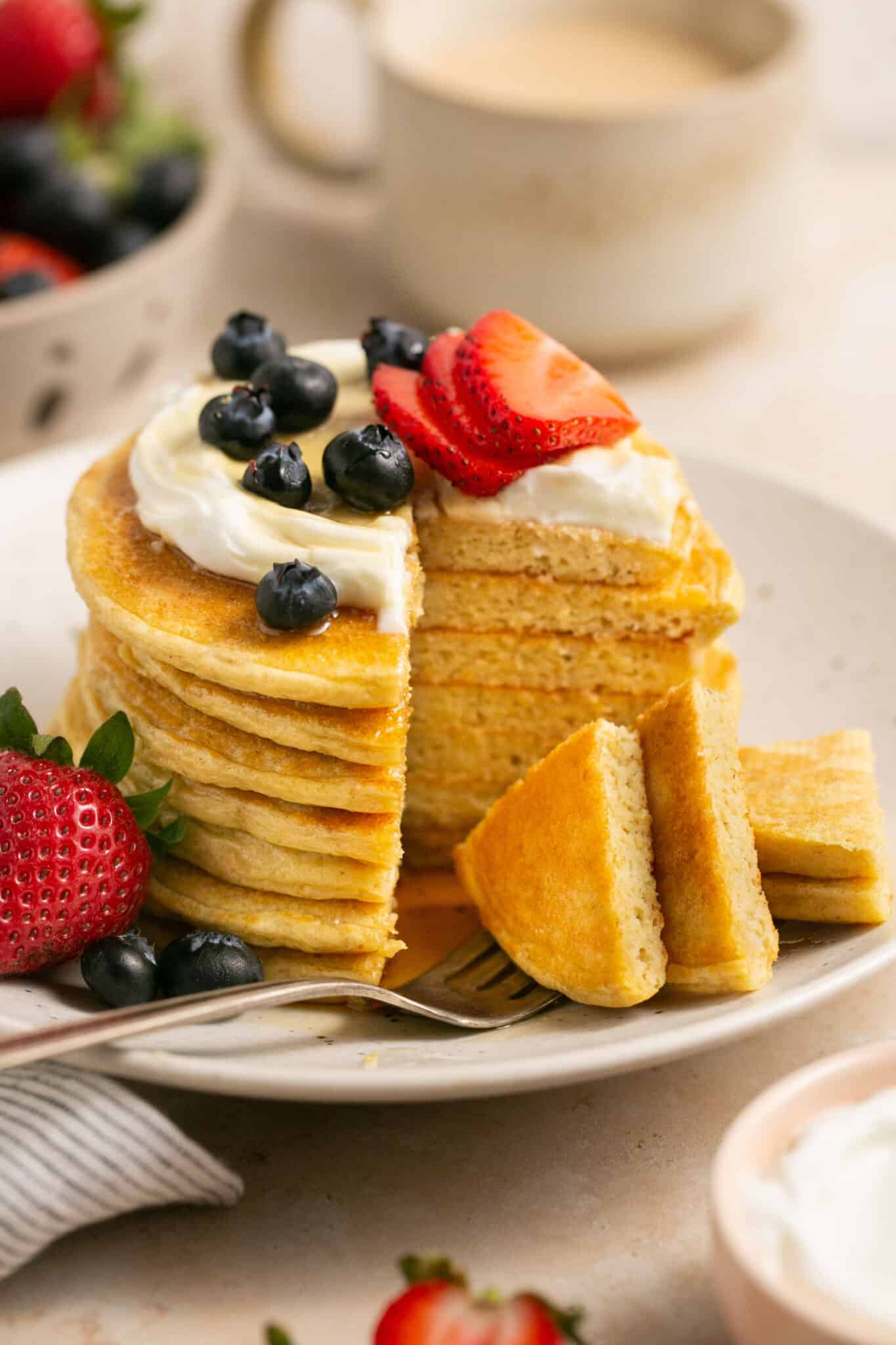 Protein pancakes with banana oat base high protein 32g for filling weekend breakfast
