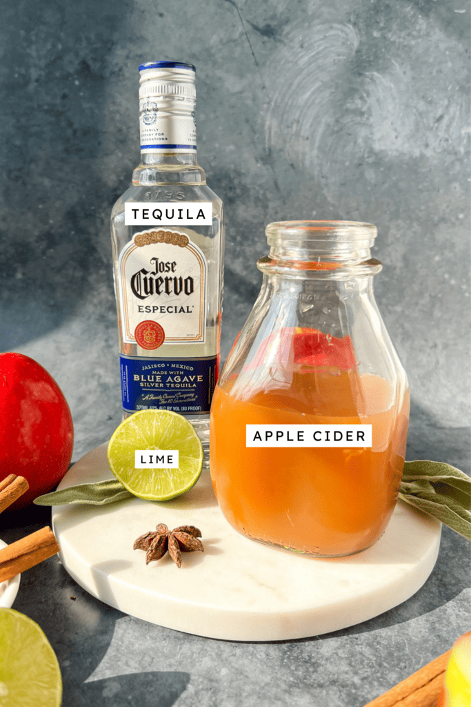 Ingredients for Apple Cider Margarita.