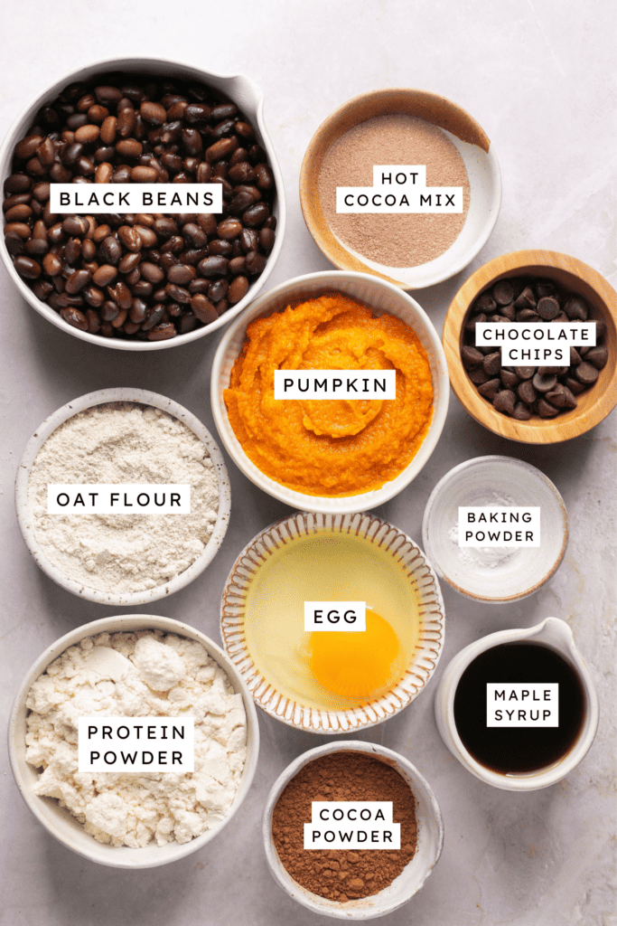 Ingredients for black bean brownies.