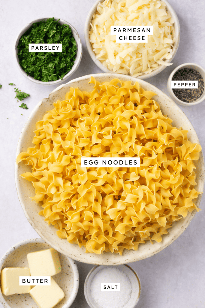 Ingredients for buttered noodles.