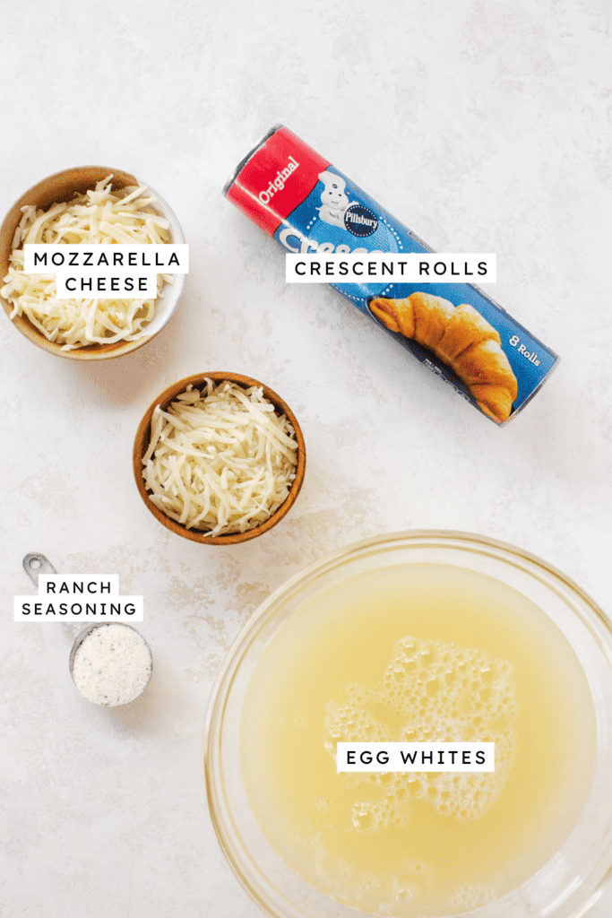 Ingredients for upside down egg white pizza.