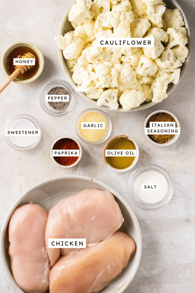 Ingredients for honey garlic chicken recipe.