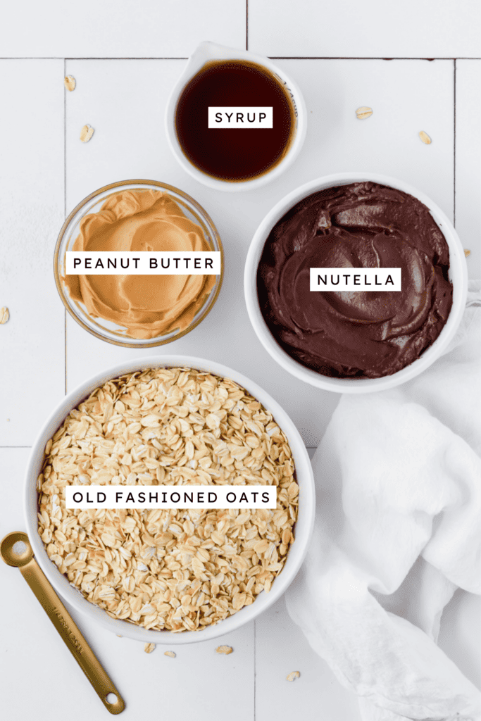 Ingredients for healthy peanut butter oatmeal bars.