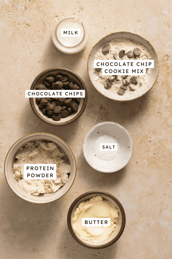 Ingredients for protein skillet cookie.