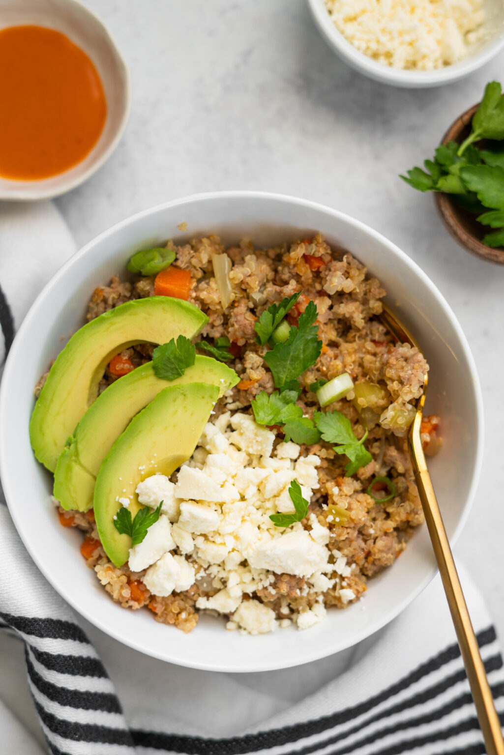 Instant Pot Ground Turkey Quinoa Bowls Buffalo Ranch 