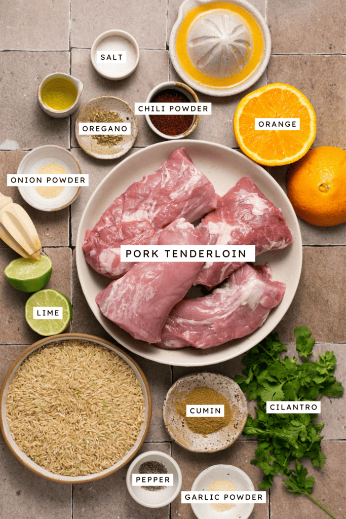 Ingredients for pork carnitas.