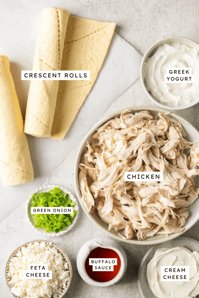 Ingredients for buffalo chicken crescent ring.
