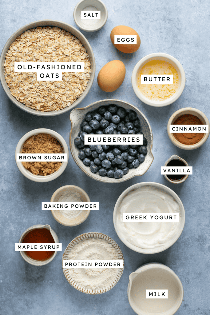 Ingredients for blueberry muffin baked oatmeal.