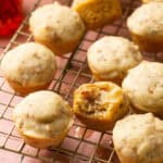 Zoomed in view of McGriddle Bites on a cooling rack.