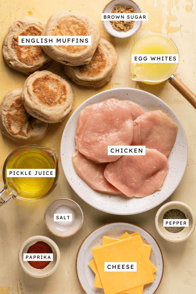 Ingredients for egg white grill sandwiches.