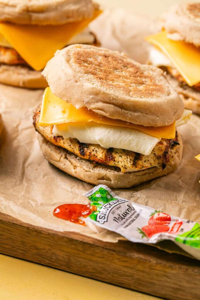 Egg white grill sandwiches on parchment paper.