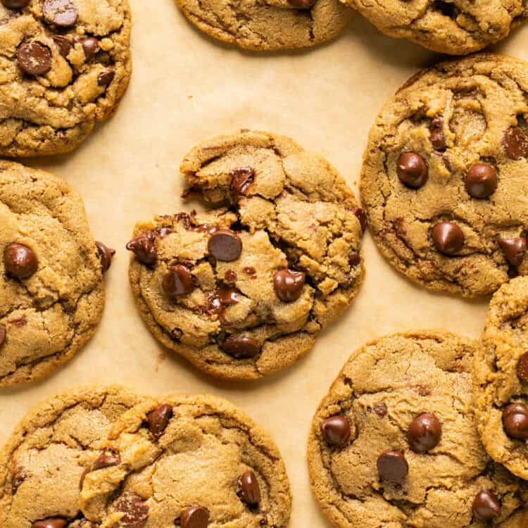 Oat flour cookies on parchment paper.