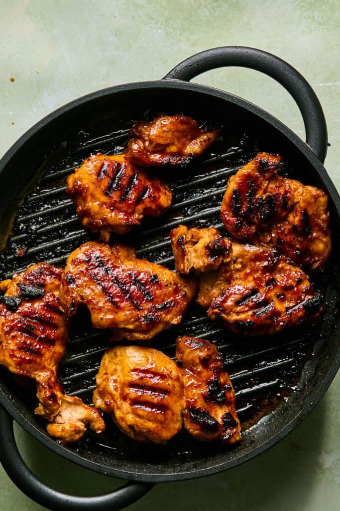 Huli Huli Chicken on a grill pan.